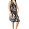 La Cera™ Pleat Front Sleeveless Purple Cheetah Print Dress Store