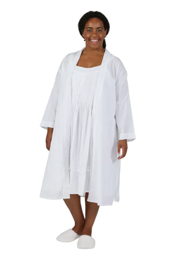 La Cera™ Plus Size 100% Cotton Embroidered Robe Shop