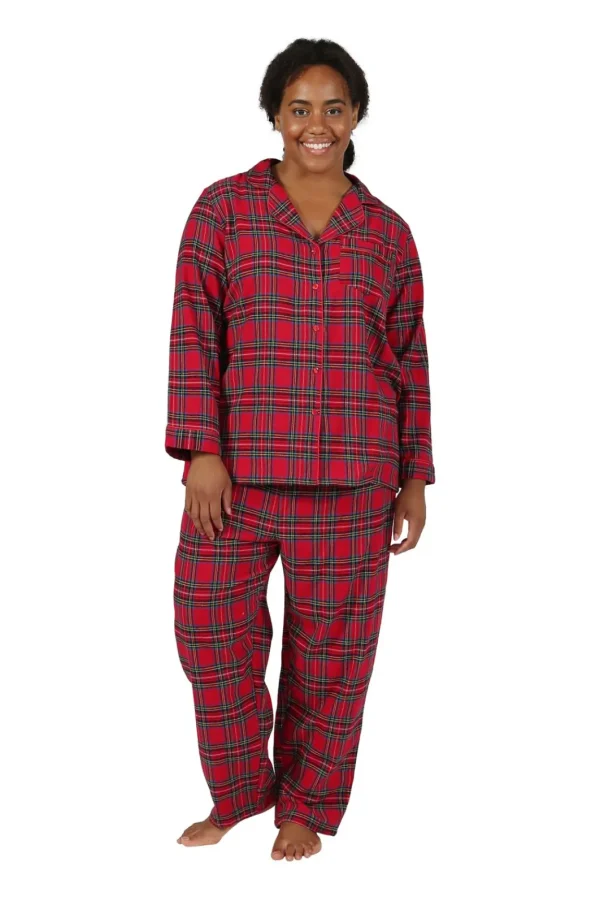 La Cera™ Plus Size 100% Cotton Yarn Dyed Plaid Flannel Pajama Set Online