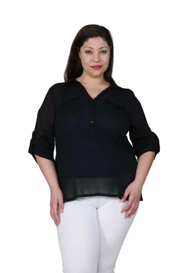 La Cera™ Plus Size Cotton Gauze Camp Shirt New