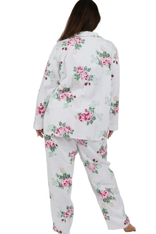 La Cera™ Plus Size Flannel Print Pajama Set White New