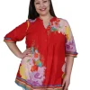 La Cera™ Plus Size Floral Border Print Tunic With Release Pleats New