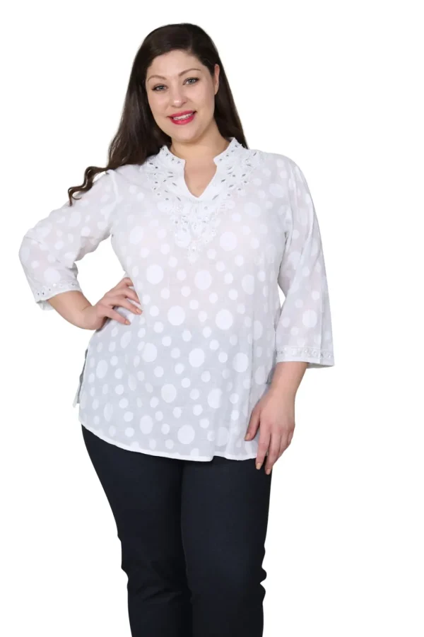 La Cera™ Plus Size Floral Embroidered Tunic Top Fashion