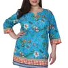 La Cera™ Plus Size Floral Mixed Media Tunic Best