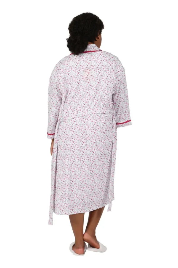 La Cera™ Plus Size Floral Print Knit Robe Pink Cheap