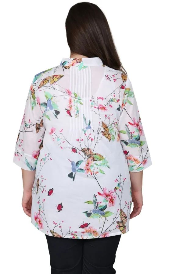 La Cera™ Plus Size Hummingbird/Butterfly Print Tunic Shop