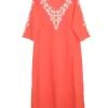 La Cera™ Plus Size La Cera 3/4 Quarter Length Sleeve Embroidered Caftan Coral Best Sale