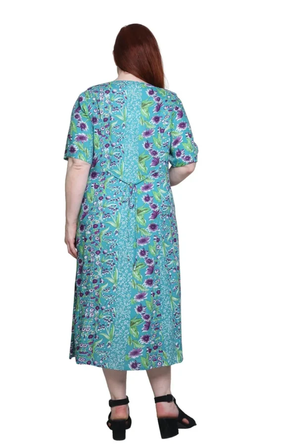 La Cera™ Plus Size La Cera Button Front Short Sleeve Dress Teal Cheap