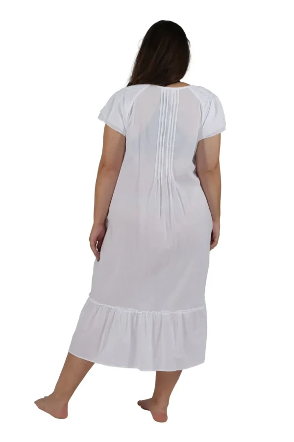 La Cera™ Plus Size La Cera Double Cap Short Sleeve Cotton Embroidered Gown Best Sale