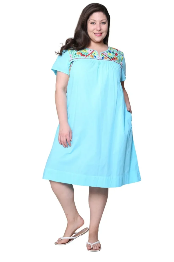 La Cera™ Plus Size La Cera Embroide Short Sleeve Dress New