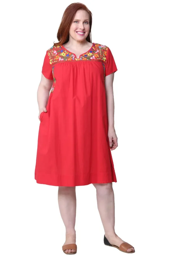 La Cera™ Plus Size La Cera Embroide Short Sleeve Dress New