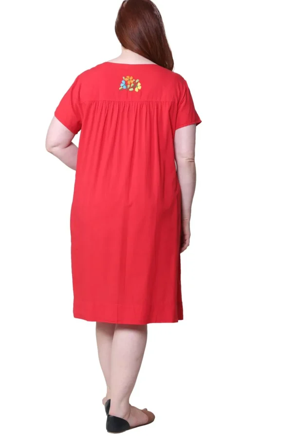 La Cera™ Plus Size La Cera Embroide Short Sleeve Dress New