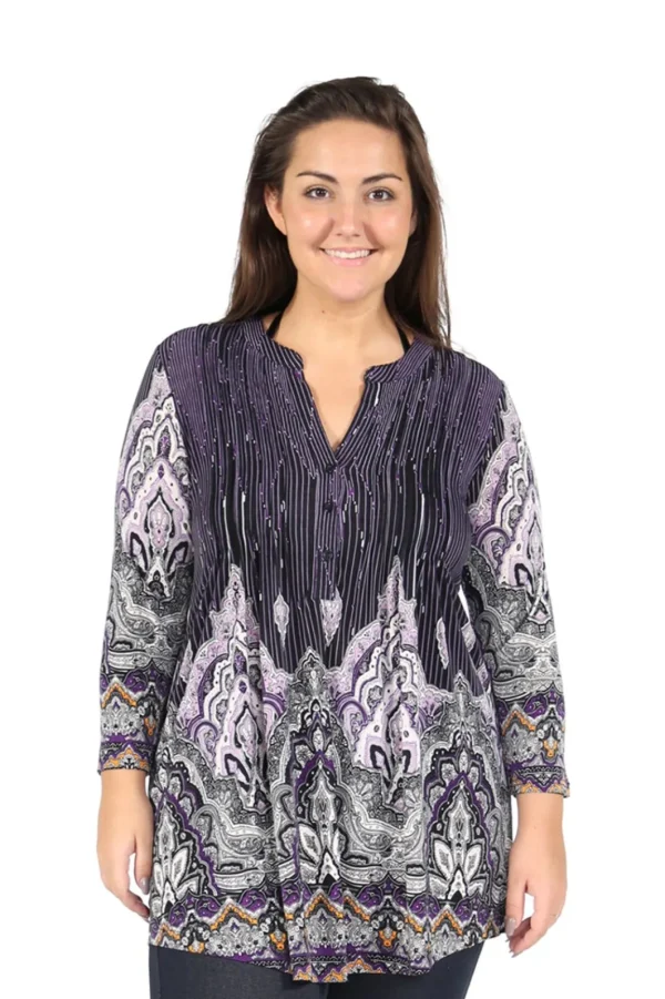 La Cera™ Plus Size La Cera Empire Paisley Print Tunic Clearance