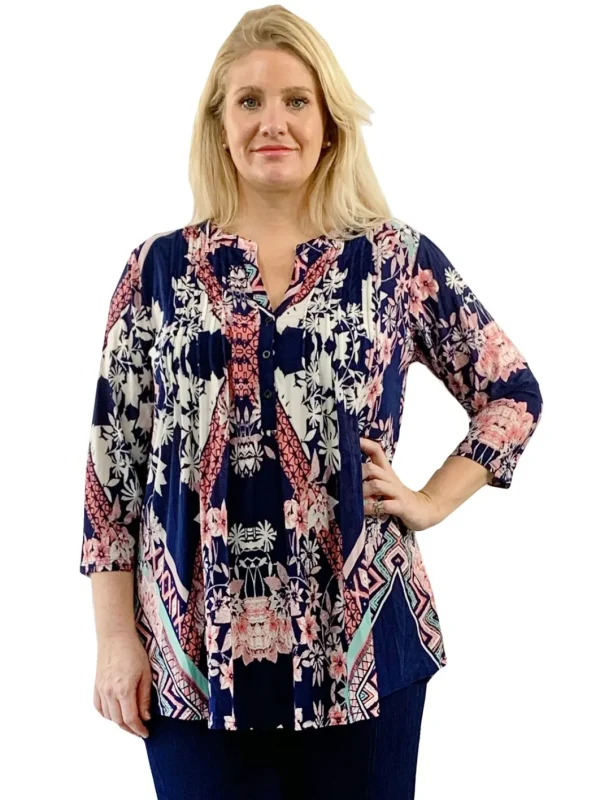 La Cera™ Plus Size La Cera Key West Deco Print Tunic Shop