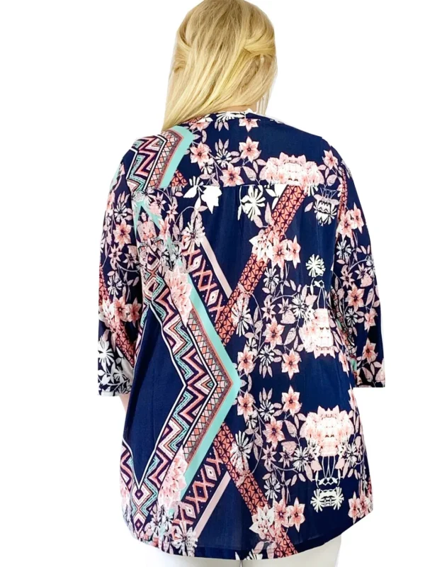 La Cera™ Plus Size La Cera Key West Deco Print Tunic Shop