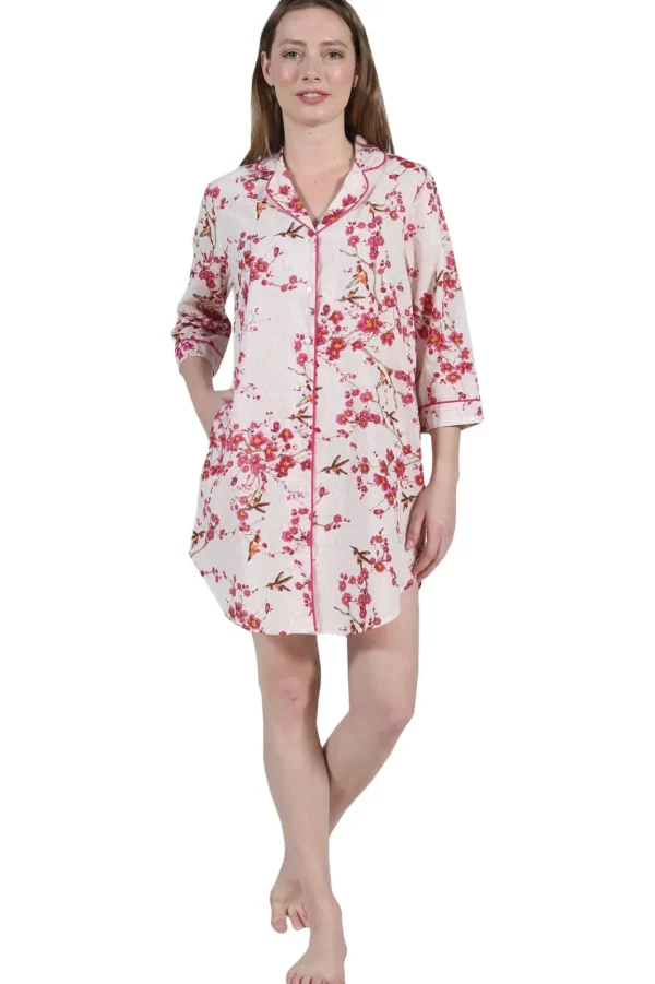 La Cera™ Plus Size La Cera Long Sleeve Nightshirt Hot