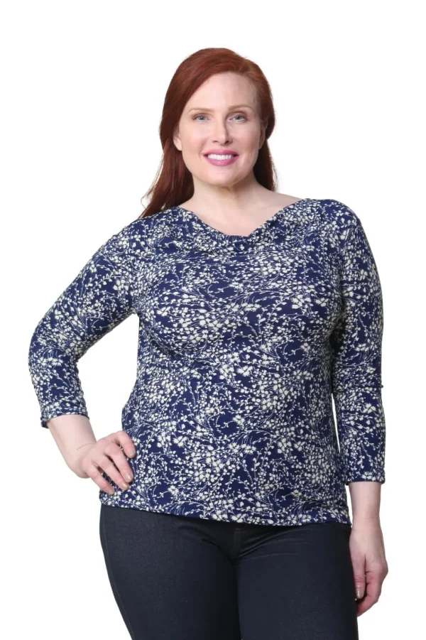 La Cera™ Plus Size La Cera Lucerne Floral Cowl Neck Top Store