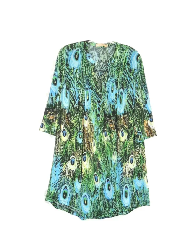 La Cera™ Plus Size La Cera Pleat Front Printed Tunic Peacock Sale