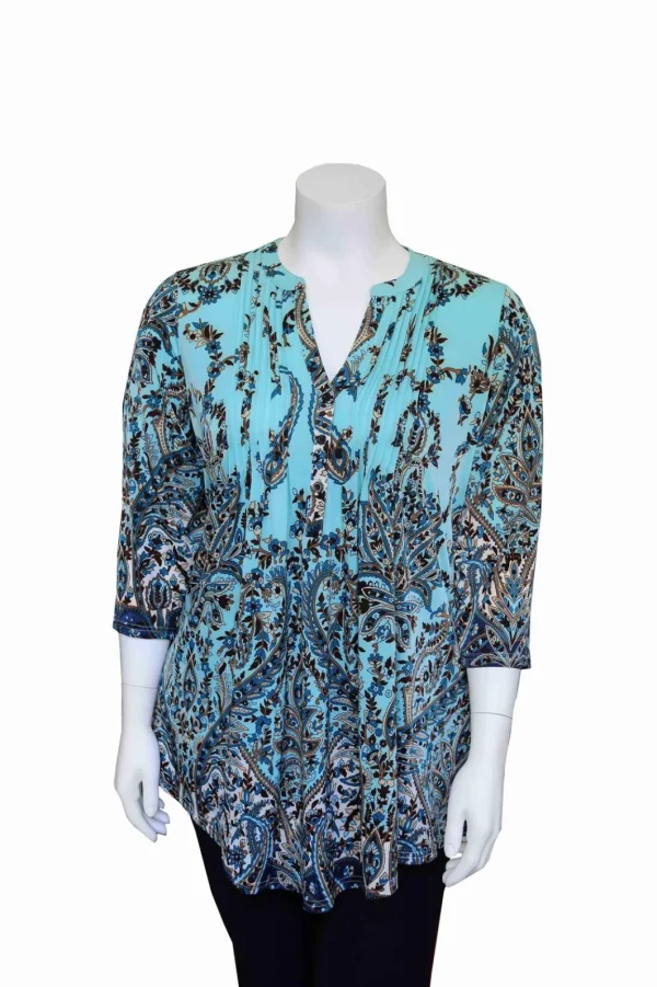 La Cera™ Plus Size La Cera Pleat Front Paisley Tunic Hot