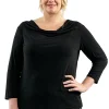 La Cera™ Plus Size La Cera Solid Cowl Neck Top Outlet