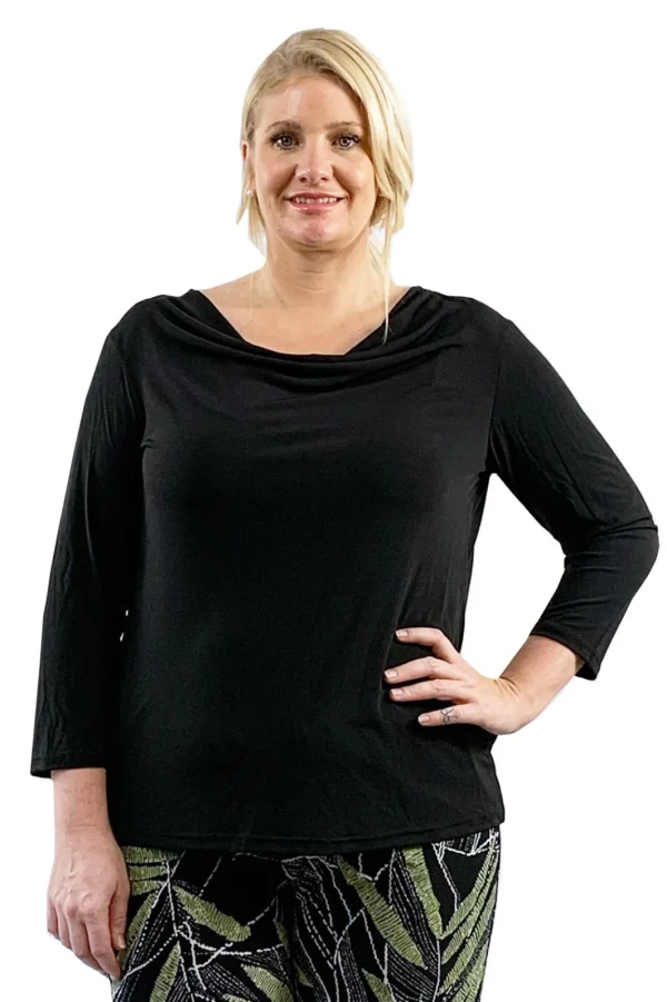 La Cera™ Plus Size La Cera Solid Cowl Neck Top Outlet