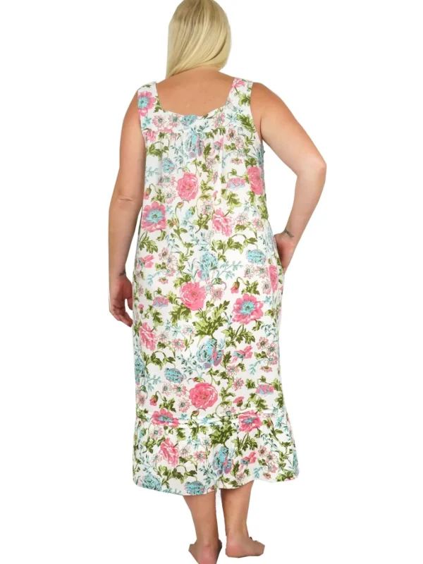 La Cera™ Plus Size Lace Trimmed 100% Cotton English Garden Print Gown Online