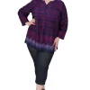 La Cera™ Plus Size Rayon Print Tunic Navy Online