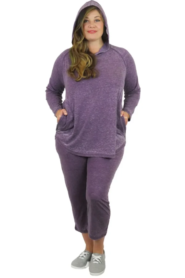 La Cera™ Plus Size Soft & Supple 2-Piece Hooded Knit Sweatpants Set Outlet