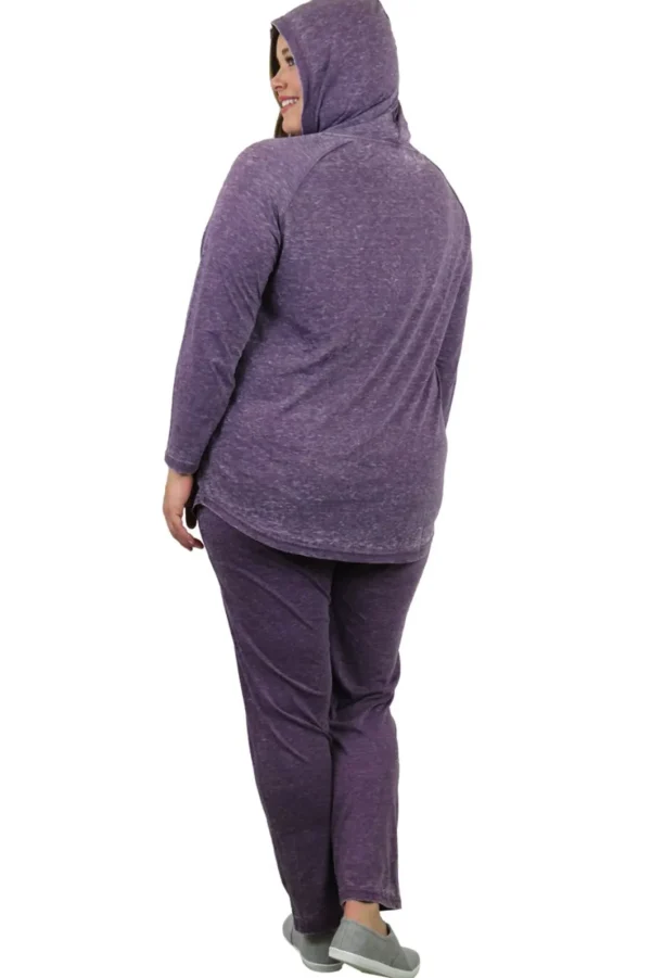 La Cera™ Plus Size Soft & Supple 2-Piece Hooded Knit Sweatpants Set Outlet