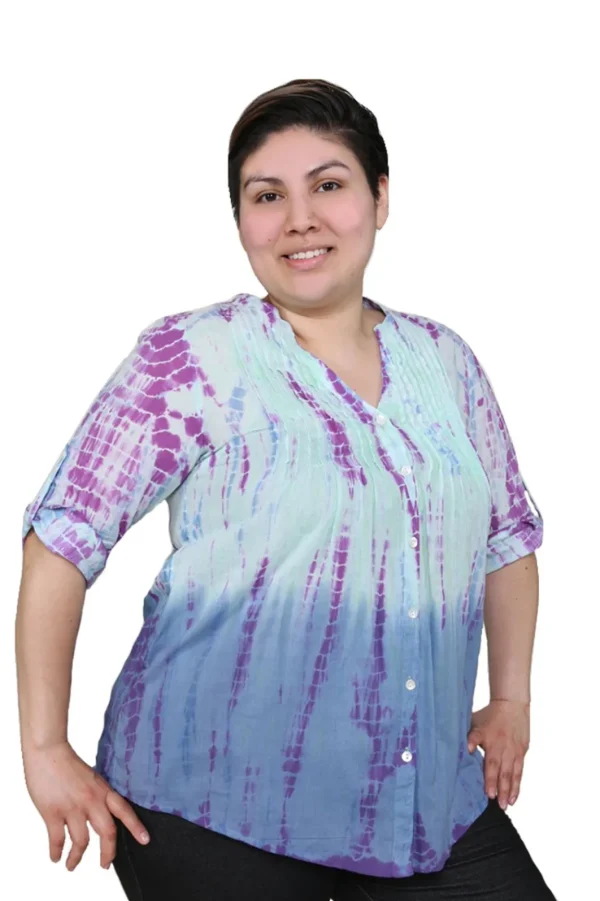 La Cera™ Plus Size Tie Dye Pleated Tunic Store