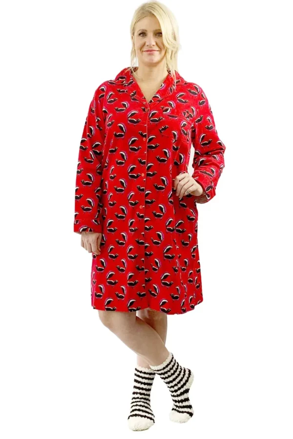 La Cera™ Plus Size Whimsical Skunk Flannel Night Shirt Online