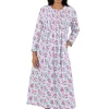 La Cera™ Print Flannel Nightgown With Release Pleats Pink Sale