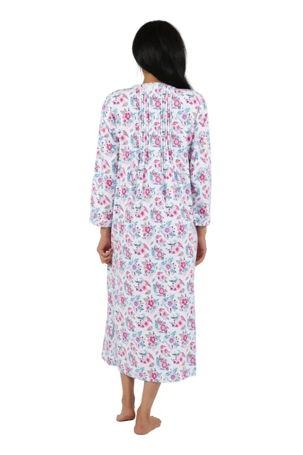 La Cera™ Print Flannel Nightgown With Release Pleats Pink Sale