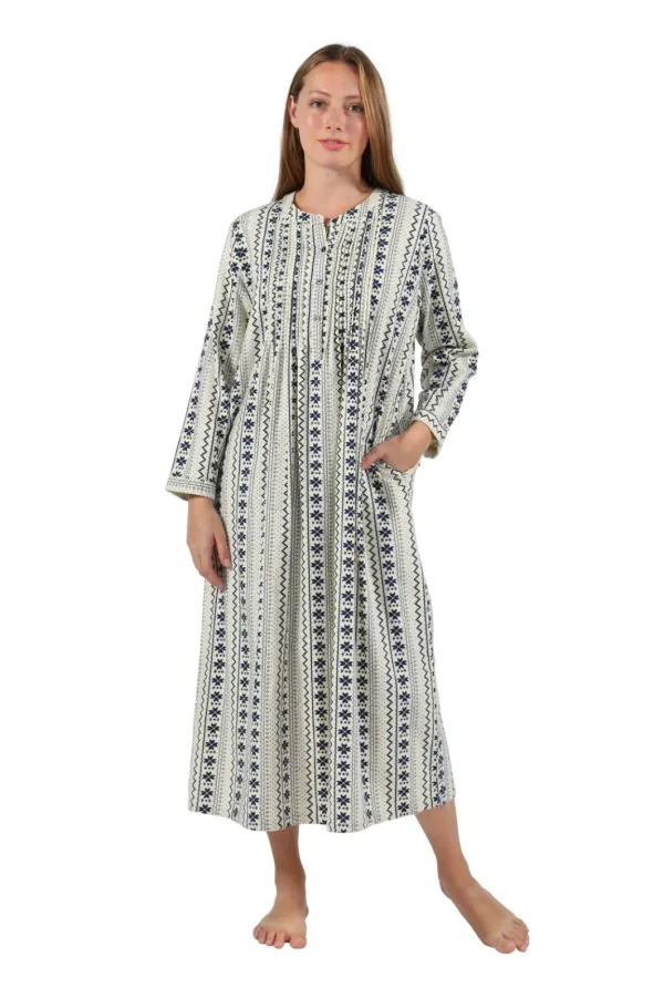 La Cera™ Printed Flannel Nightgown With Release Pleats Flash Sale