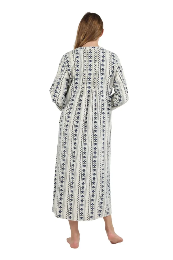 La Cera™ Printed Flannel Nightgown With Release Pleats Flash Sale