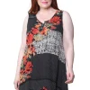 La Cera™ Printed Sleeveless A-Line Top - Plus Size Online