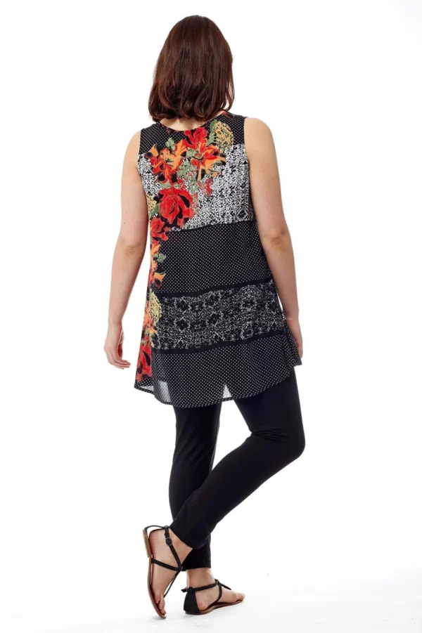 La Cera™ Printed Sleeveless A-Line Top Fashion