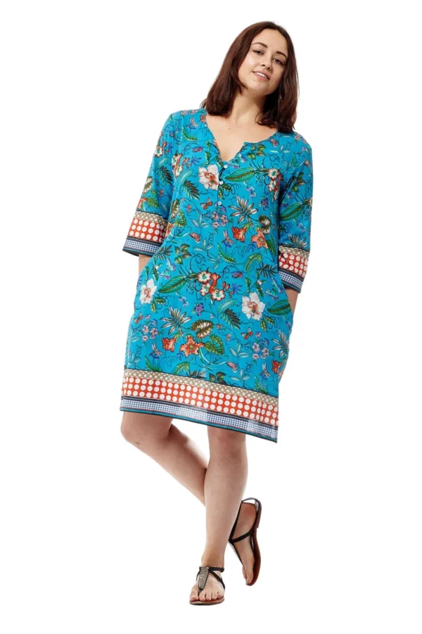 La Cera™ Printed Voile Cover Up Turquoise Discount