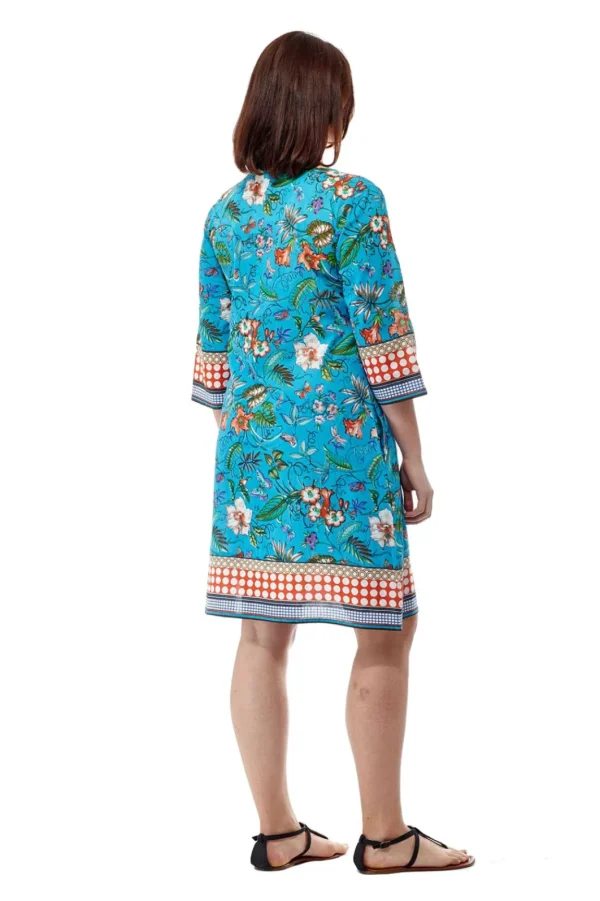 La Cera™ Printed Voile Cover Up Turquoise Discount