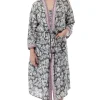 La Cera™ Rayon Floral Robe Sage Flash Sale