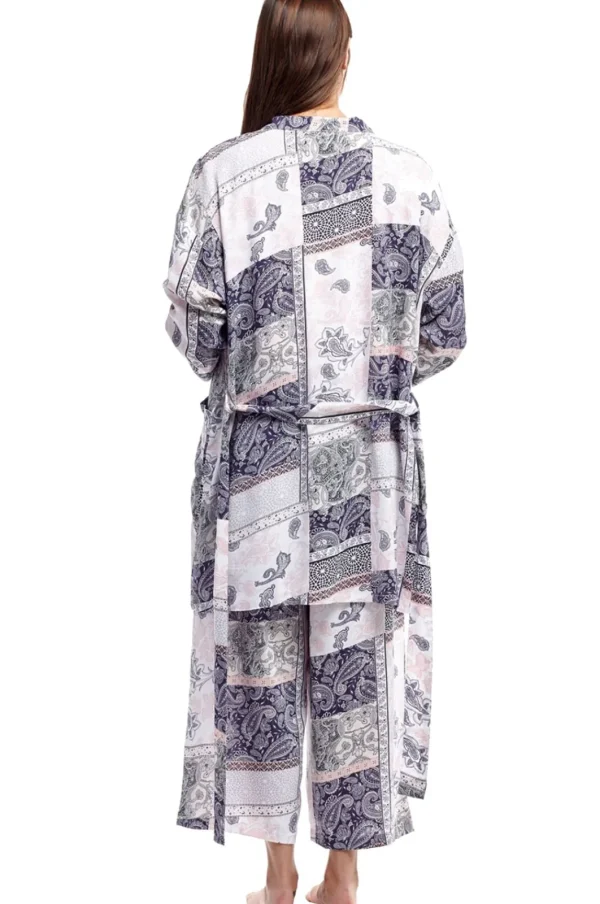 La Cera™ Rayon Navy And Printed Robe Pink Sale