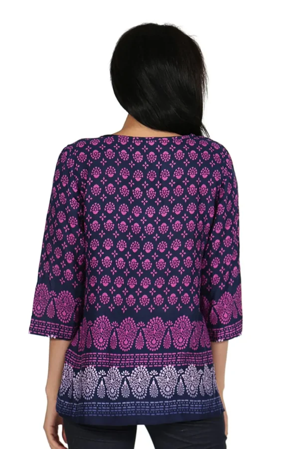 La Cera™ Rayon Print Tunic Navy Hot