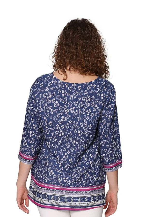 La Cera™ Rayon Print Tunic Blue Clearance