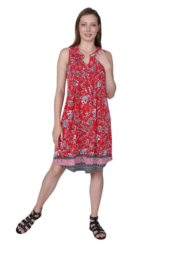 La Cera™ Sleeveless Dress With Border Print Outlet