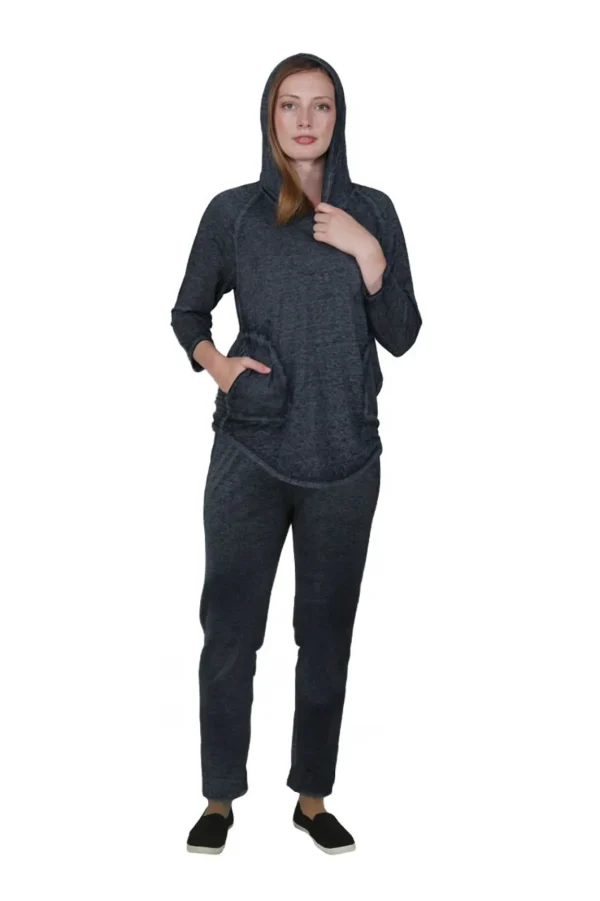 La Cera™ Soft & Supple 2-Piece Hooded Knit Sweatpants Set Clearance