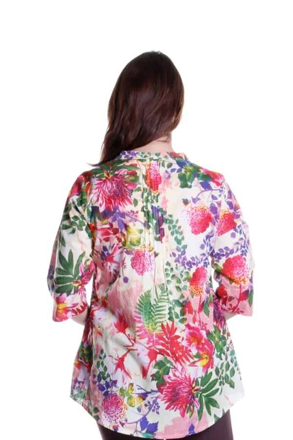 La Cera™ Tropical Garden Release Print Tunic Multi Flash Sale