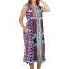 La Cera™ V-Neckline Empire Waist Border Print Dress Sale