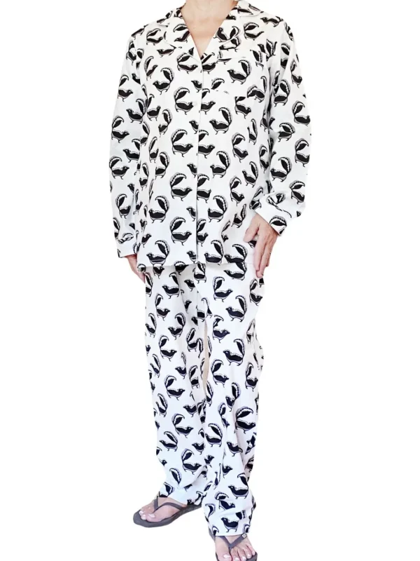 La Cera™ Whimsical Skunk Flannel Pajamas Set Flash Sale