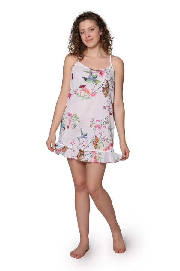 La Cera™ White Floral Cotton Chemise Best