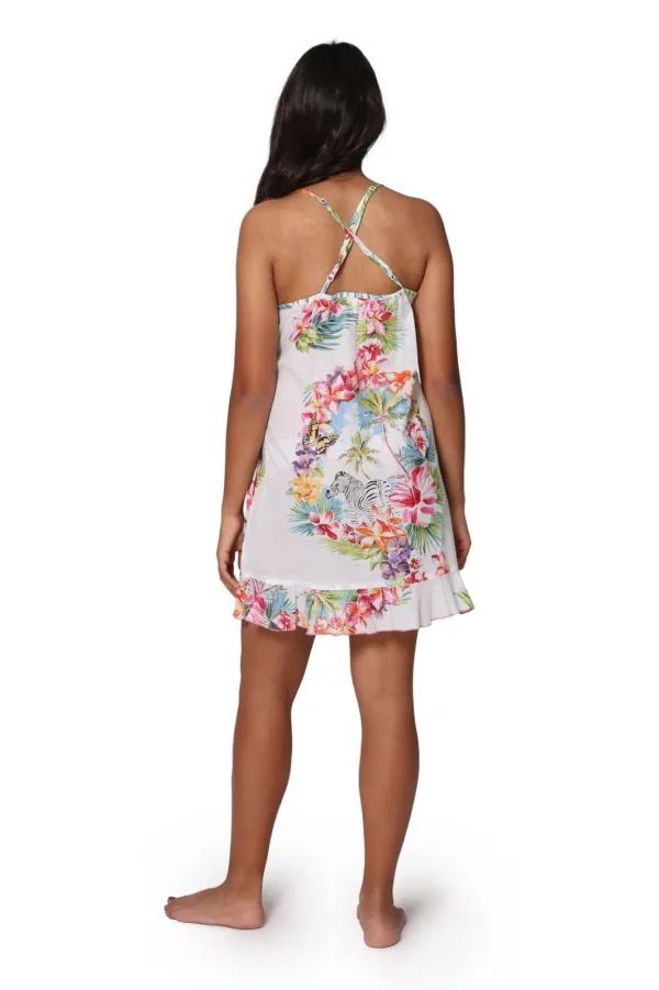 La Cera™ White Tropical Cotton Chemise Sale